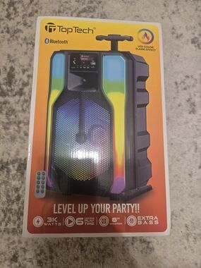 Bluetooth Portable Party Speaker with LED Color Flame Effect - Black